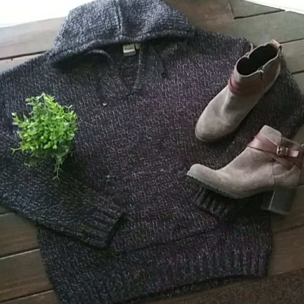 Roxy Wool Hooded Black Sweater Size Large